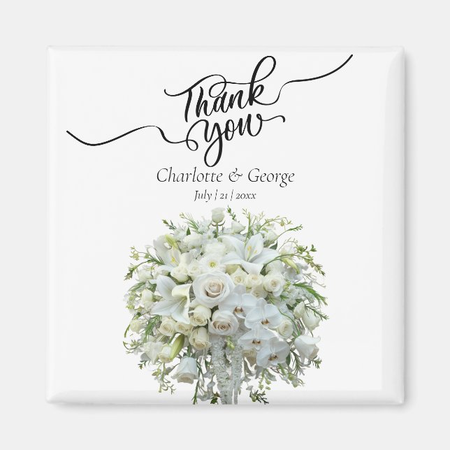 Aimant Merci Mariage Bouquet Fleur Mariage Faveur (Devant)