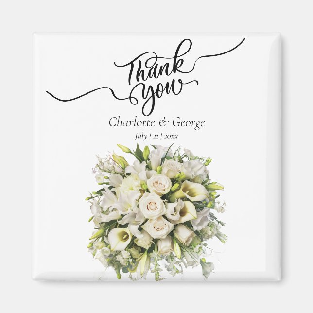 Aimant Merci Mariage Bouquet Fleur Mariage Faveur (Devant)