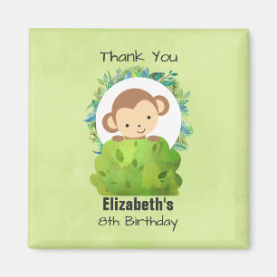 Aimant Merci pour l'anniversaire du singe Safari mignon