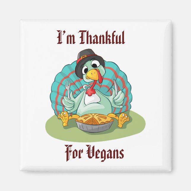 Aimant Merci pour les Vegans Thanksgiving Holiday Turquie (Devant)