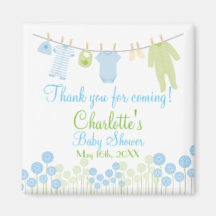 Aimant Merci pour venir ! Petit baby shower de vêtements