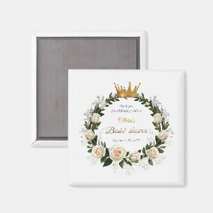 Aimant Merci Roses Blanches & Gypsophile 