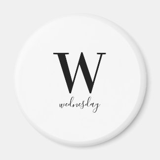 Aimant Mercredi Typographie noir blanc moderne