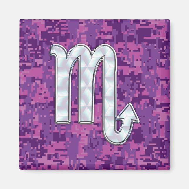 Aimant Mère de Pearl Scorpio Zodiac Camo numérique rose (Devant)