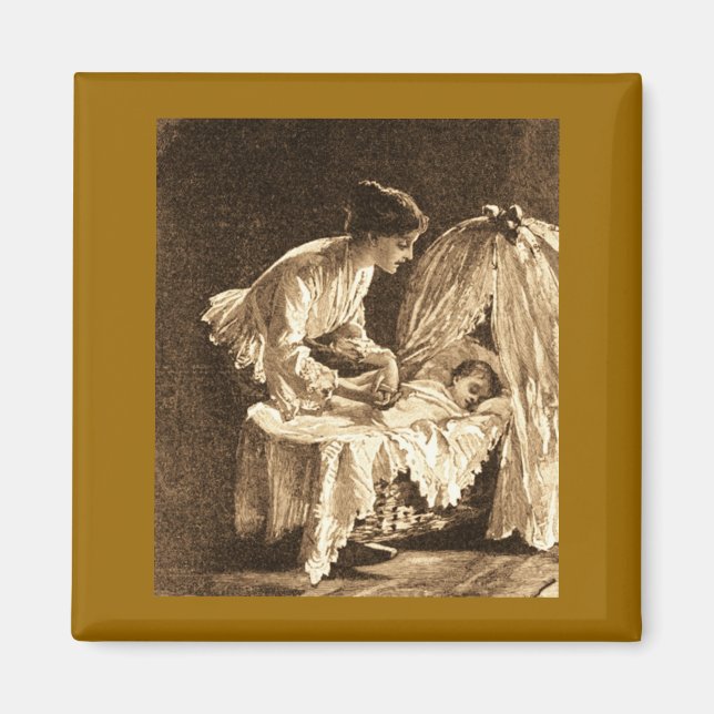 Aimant Mère vintage et bébé (Devant)