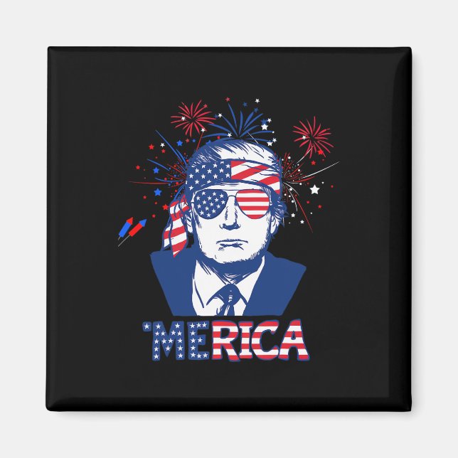 Aimant Merica Trump 4 juillet heureux Trump Drapeau améri (Devant)