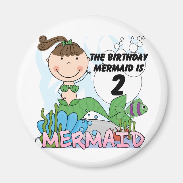 Aimant Mermaid 2e Anniversaire Tshirts et cadeaux (Devant)