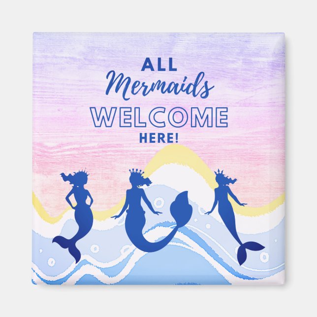 Aimant Mermaid Trio | Tous les sirènes de bienvenue (Devant)