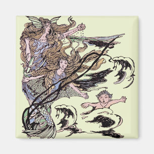 Aimant Mermaids Vintage Victorian Illustration