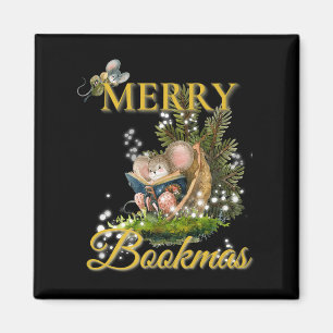 Aimant Merry Bookmas' Noël Victorien Souris Bibliophile
