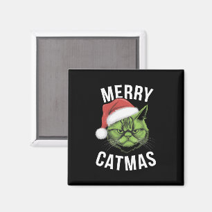 Aimant Merry Catmas Funny Amoureux de les chats Noël