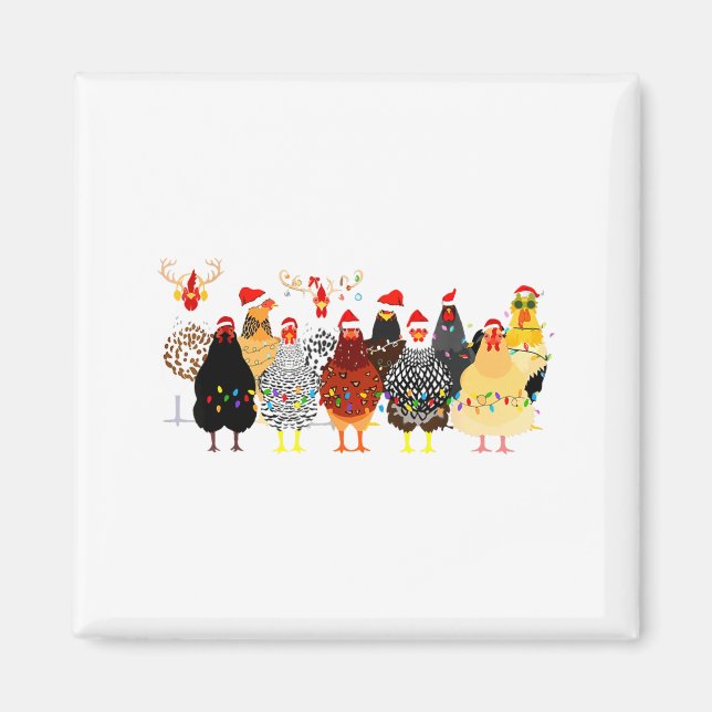 Aimant Merry Chickmas Chicken Christmas Ornament Lights S (Devant)
