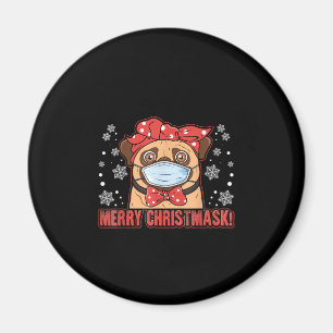 Aimant Merry Christmas Cute Pug Dog Breed Furry