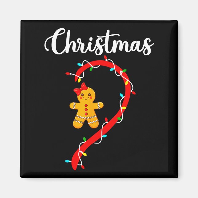 Aimant Merry Christmas Gingerbread Couples Xmas Pajamas M (Devant)