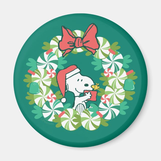 Aimant Merry Christmas Peppermenthe Holiday Wreath (Devant)