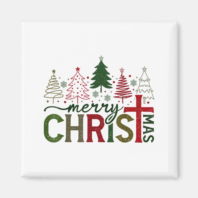 Aimant Merry Christmas Xmas Christian Jesus Family Pajama (Devant)