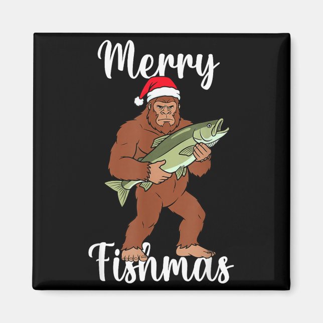 Aimant Merry Fishmas Bigfoot Fishing Funny Sasquatch Sant (Devant)