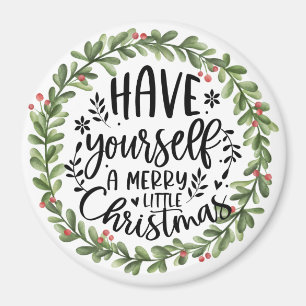 Aimant Merry Little Christmas Watercolor Wreath