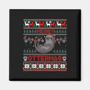 Aimant Merry Ottermas Funny Otter Loter Noël laid 2