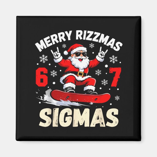 Aimant Merry Rizzmas Sigmas Santa 67 Six Seven  (Devant)