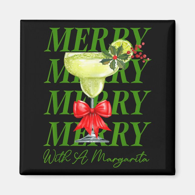 Aimant Merry With A Margarita Christmas Drinking Margarit (Devant)
