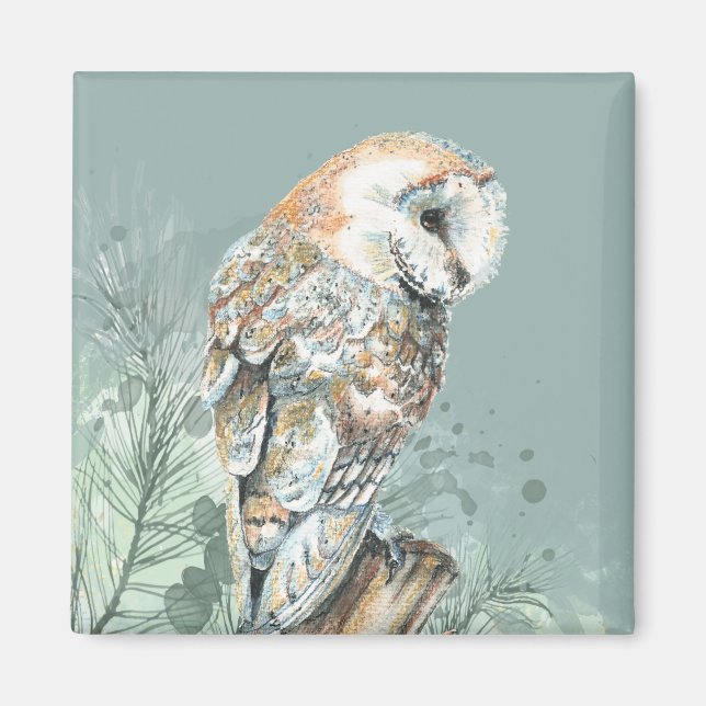 Aimant Merveilleuse Chouette d'Amérique Oiseau Faune Natu (Devant)