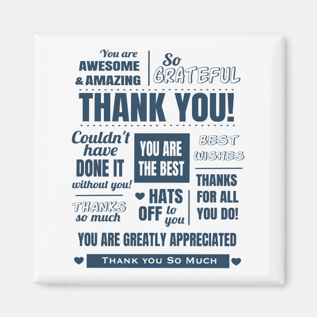Aimant Message Merci bleu foncé (Devant)