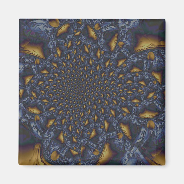 Aimant Métal Moulé or et argent bleu (Devant)