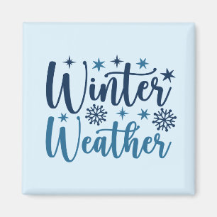 Aimant Météo d'hiver - Typographie des Fêtes Neiges