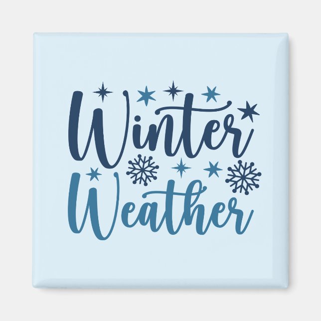 Aimant Météo d'hiver - Typographie des Fêtes Neiges (Devant)