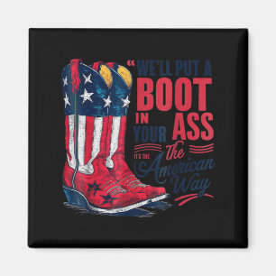 Aimant Mettez une botte dans la cowgirl occidentale du 4
