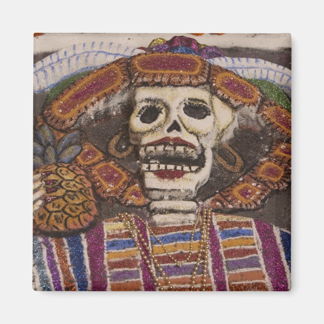 Aimant Mexique, Oaxaca. Tapisserie de sable (tapete de ar (Devant)