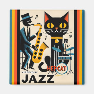 Aimant Mi siècle Jazz Age HepCat Chat Noir