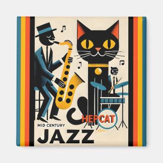 Aimant Mi siècle Jazz Age HepCat Chat Noir