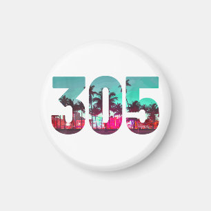 Aimant Miami 305 Zone Code Floride Palm Trees Vintage Pri