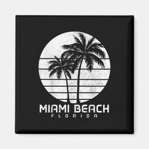 Aimant Miami Beach Floride Vintage Palm Trees Beach Souve