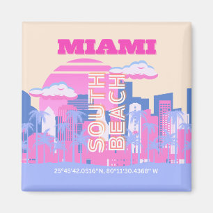 Aimant Miami Beach, Miami Travel Art, Preppy