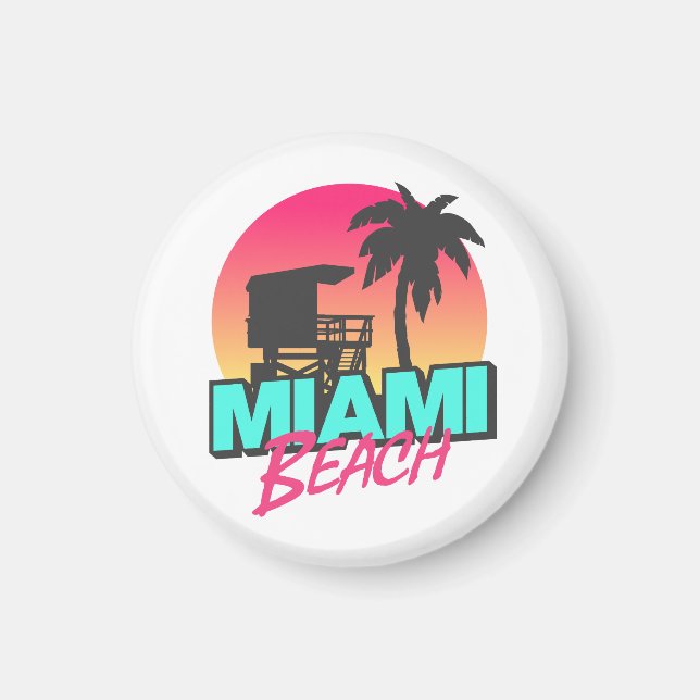 Aimant Miami Beach Travel Vintage (Devant)