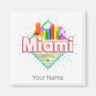 Aimant Miami Floride États-Unis Retro Skyline Vintage