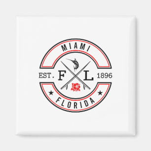 Aimant Miami Floride Fl Rétro Surfeur Devant la Plage Et