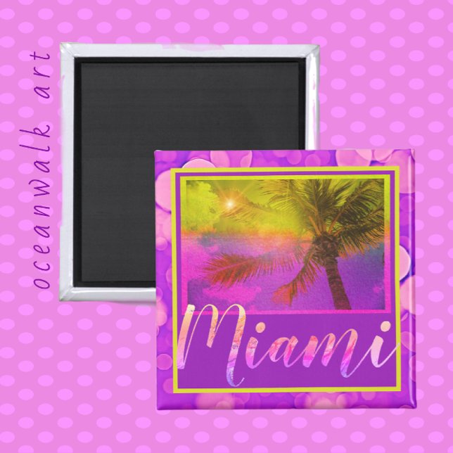 Aimant Miami Floride Sun et Palm Tree (Créateur téléchargé)