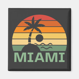 Aimant Miami Floride Vintage Palm Trees Summer Beach