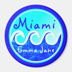 Aimant Miami Ocean Waves Blue Sky Votre nom