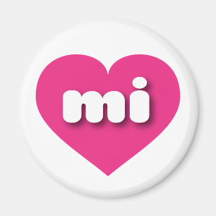 Aimant Michigan coeur rose chaud - J'aime mi