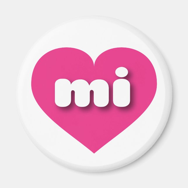 Aimant Michigan coeur rose chaud - J'aime mi (Devant)