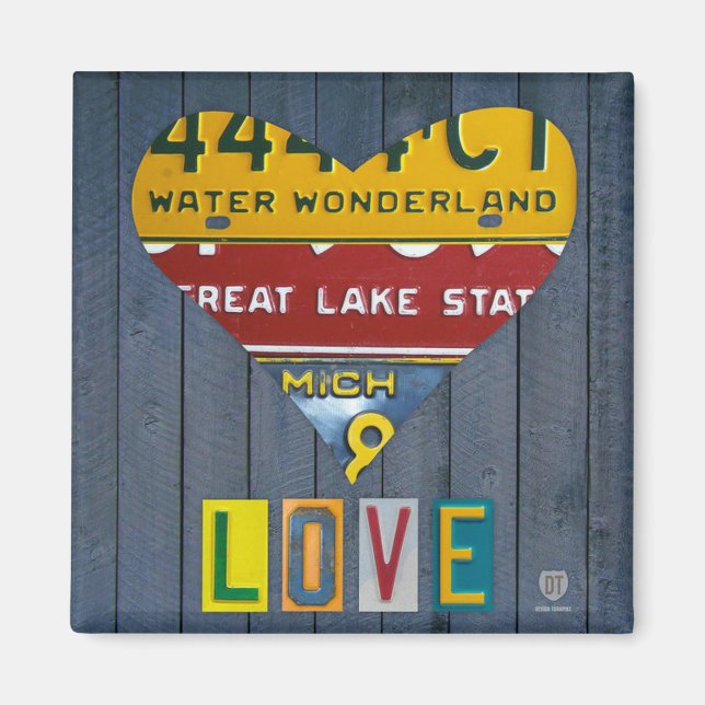 Aimant Michigan Heart LOVE par Design Turnpike (Devant)
