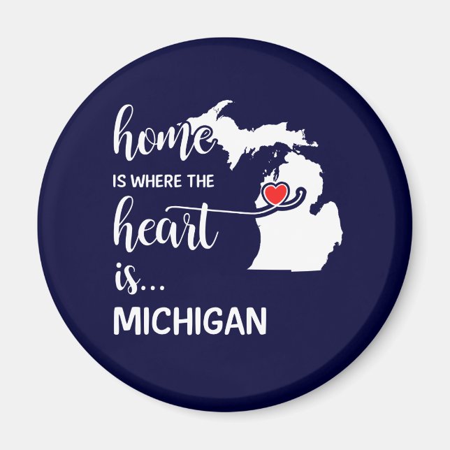 Aimant Michigan home est le coeur (Devant)