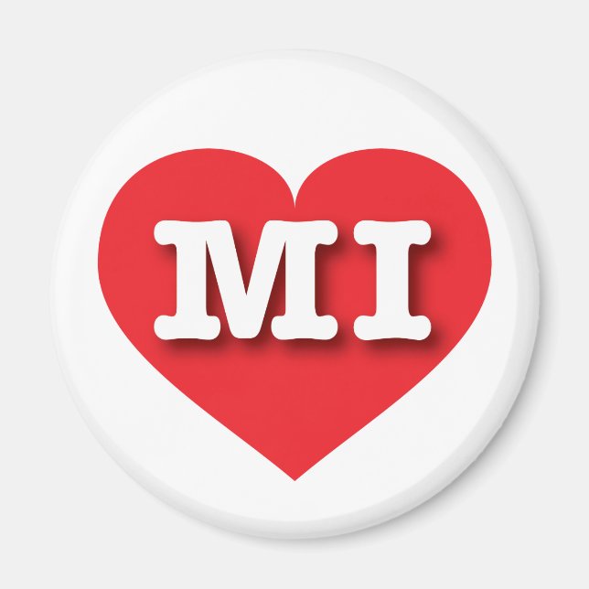 Aimant MIchigan Red Heart - J'aime MI (Devant)