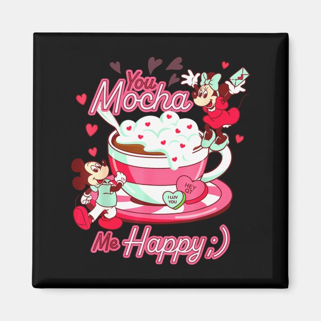 Aimant Mickey Amp Minnie Valentines Day You Mocha Me H  (Devant)