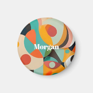 Aimant Mid Century Art moderne Monogramme ou nom, géométr